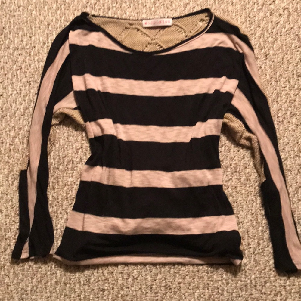 Woodleigh tan/black stripped top size M